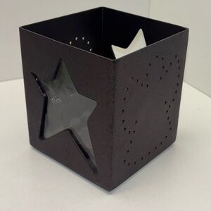 PartyLite brown metal tealight holder with Christmas designs